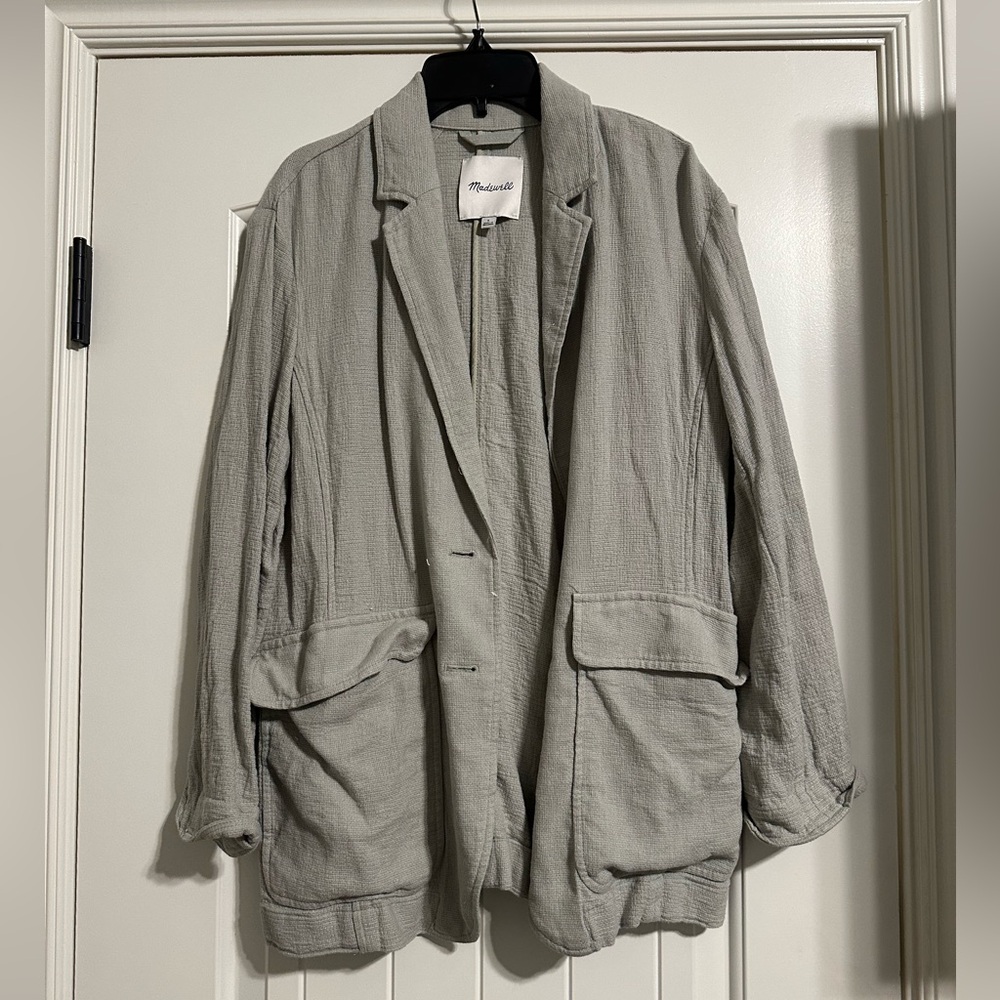 Madewell Breezewoven Larsen Blazer Linen Pale Sage Green Womens Size Small